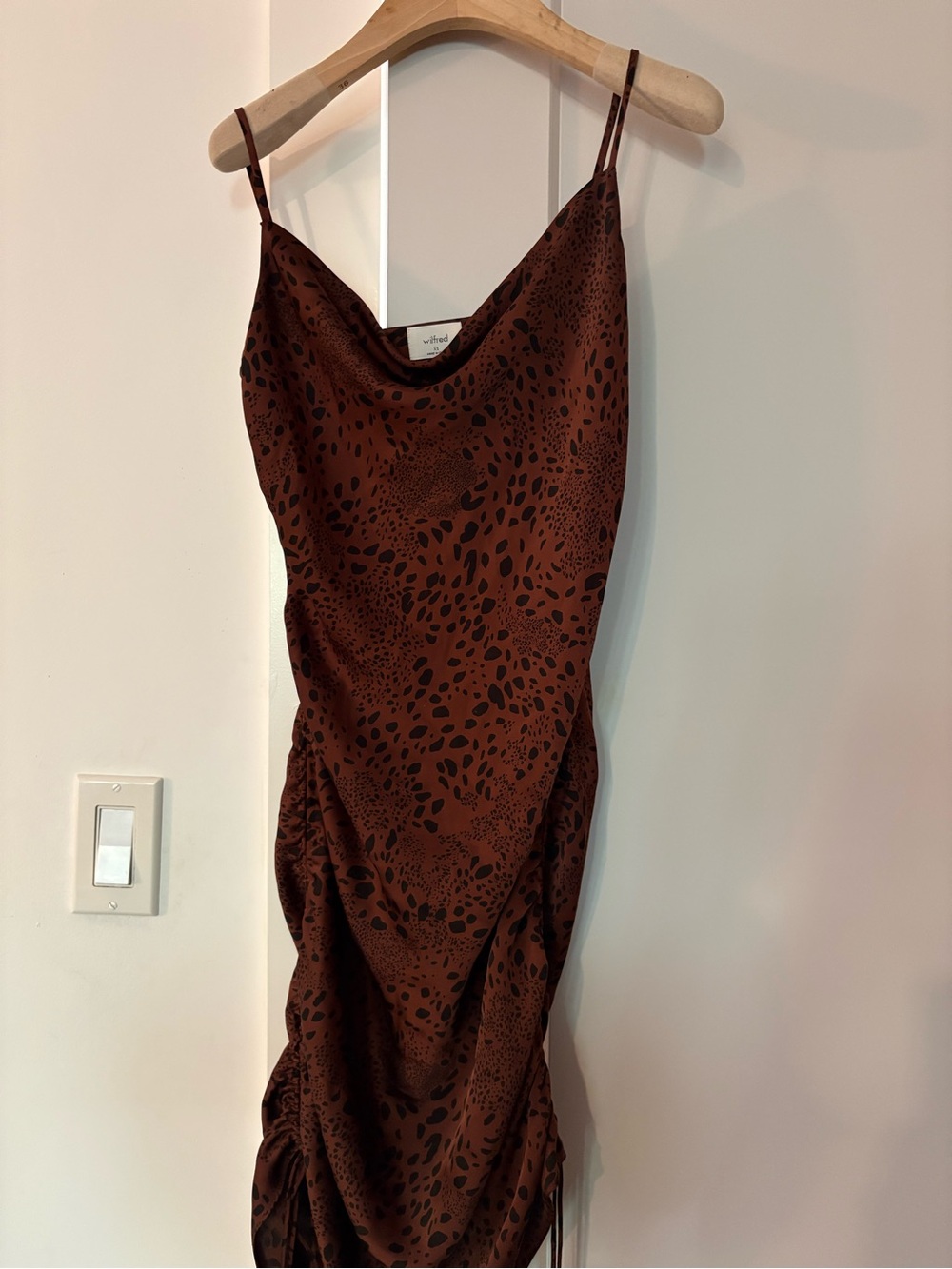 Slip Midi Dress in Brown Animal Print